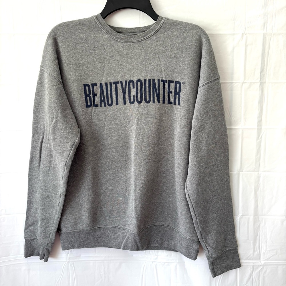 NWOT Beautycounter Gray Crewneck Sweatshirt Terry Cotton SZ M